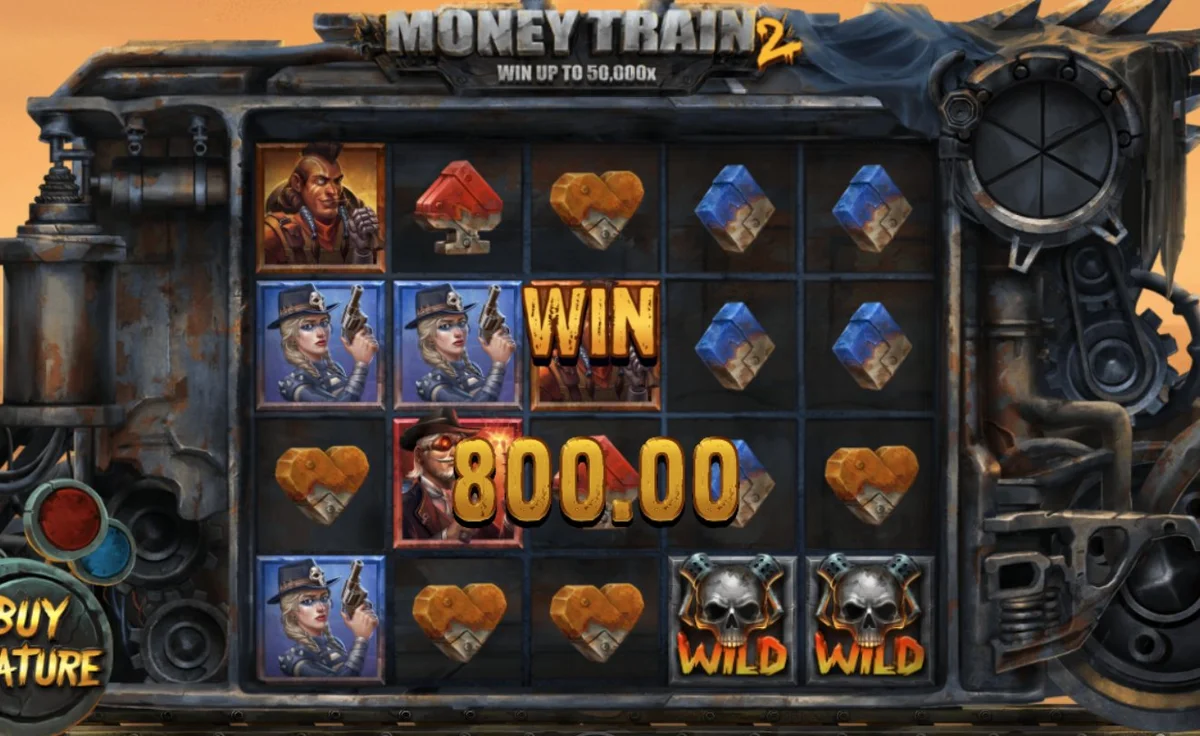800×-os nagy nyeremény a Money Train 2 alapjátékában Wild szimbólumokkal több vonal kiegészítésével